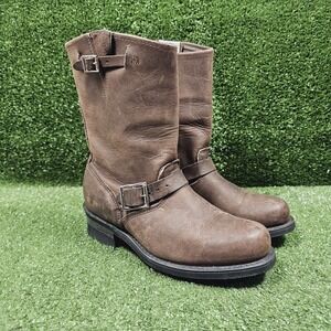 Frye 12 R Engineer Harness Brown Leather Ankle Boots 9 M USA Made Womens 8.5